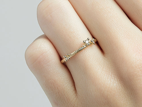 Asymmetric Diamond Encrusted Band in 14K Yellow Gold