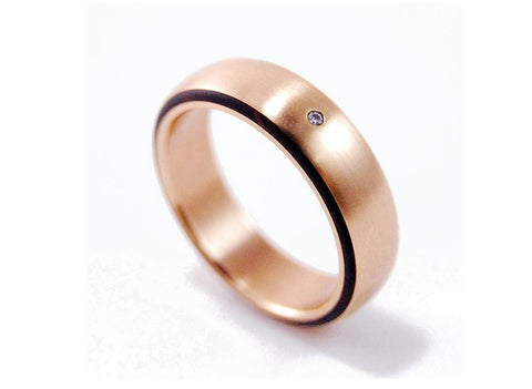 Black Diamond Men's Wedding Band in White and Rose Gold