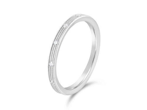 Fern Finish Diamond Wedding Band