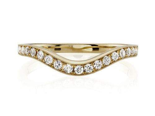 Single Stone yellow gold curved wedding band in Washington DC