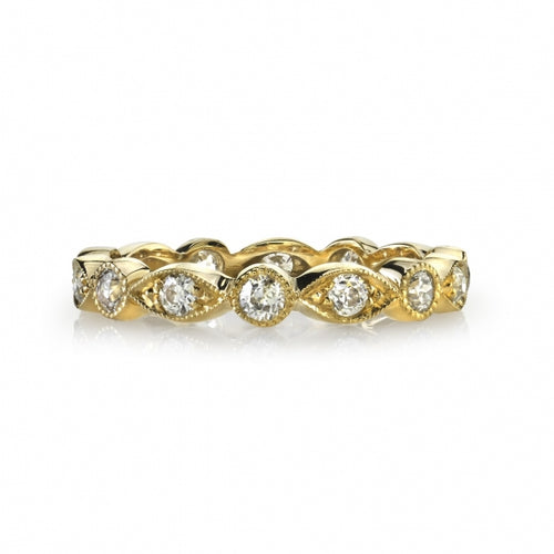 Vintage-Inspired "Elizabeth" Diamond Wedding Band in 18K Yellow Gold