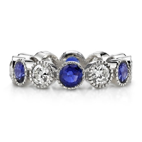 Vintage-Inspired Sapphire and Diamond "Gabby" Wedding Band