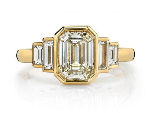 Vintage-Inspired Emerald Cut Diamond "Caroline" Engagement Ring