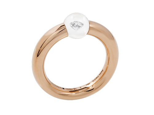 Schmuckwerk Rose Gold, Glass Ball and Diamond Ring