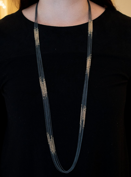 Black Diamond Ombre Long Statement Necklace