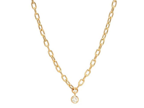 Pavé Diamond Pendant Necklace in 14K Yellow Gold