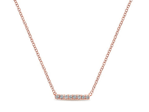 Petite Pavé Diamond Bar Necklace in 14K White Gold