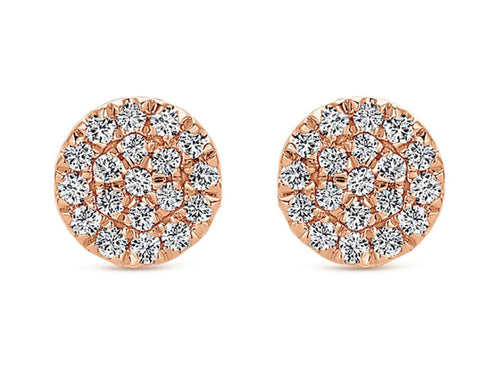 Pavé Diamond Cluster Stud Earrings in 14K Rose Gold