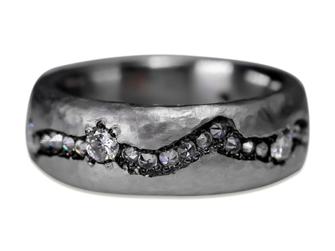 Inverted Black Diamond Channel Men's Wedding Band