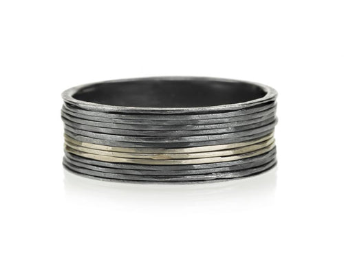 Palladium and Oxidized Silver Men's Wedding Ring